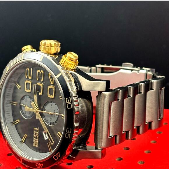 Diesel DZ4614 Double Down 2.0 Mens Chronograph Watch Unidirectional Bezel NIBWT - Picture 4 of 17